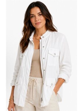 Multiples White Motorcycle-style Spring Jacket Lightweight L